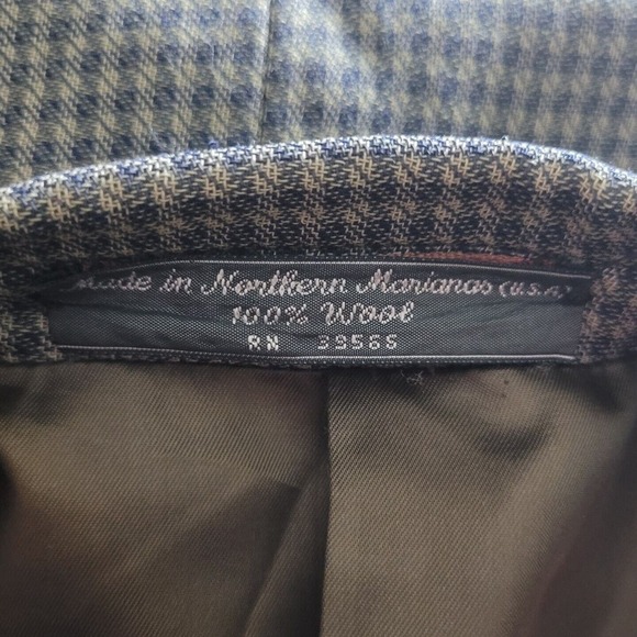 Petrocelli Blazer Mens 42 Taupe Blue Wool Plaid Check Sport Coat Jacket Office - Picture 4 of 7